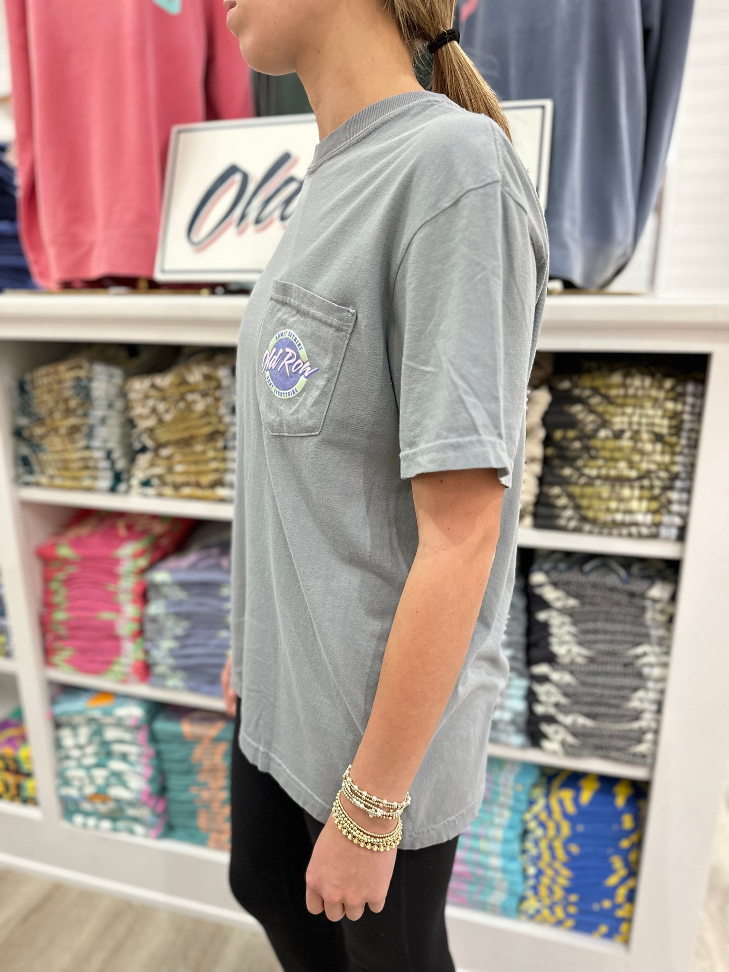 Old Row Circle Logo Pocket S/S T-Shirt - Granite