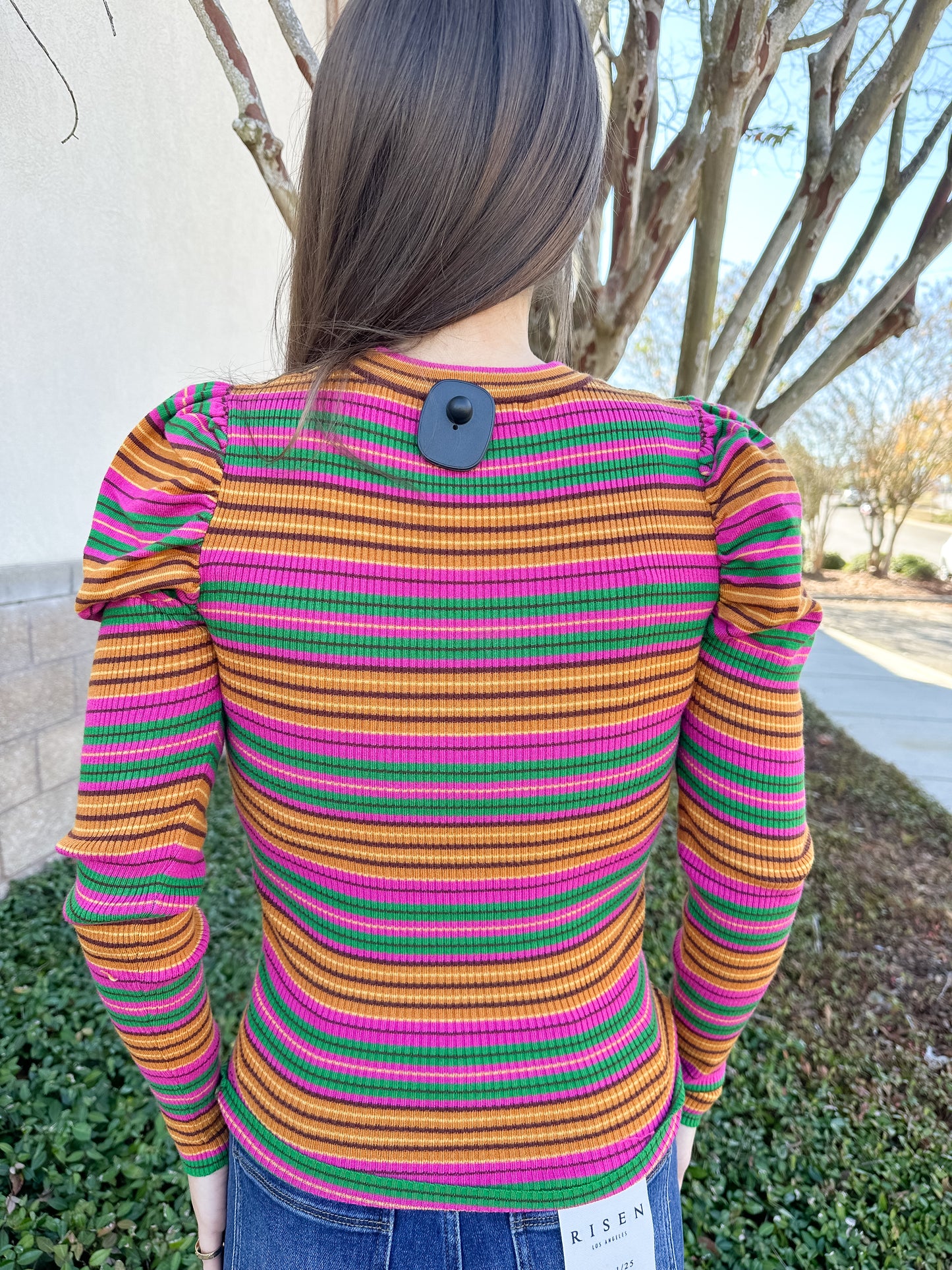 Fiesta Stripe Puff Sleeve Top