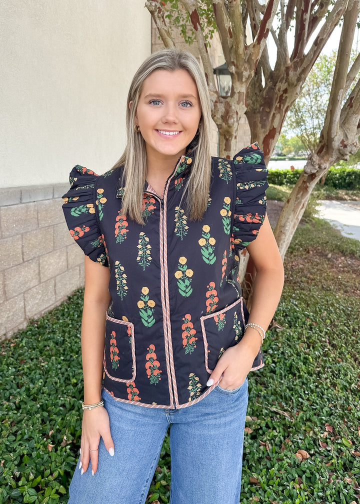 Fall Harvest Contrast Trim Vest