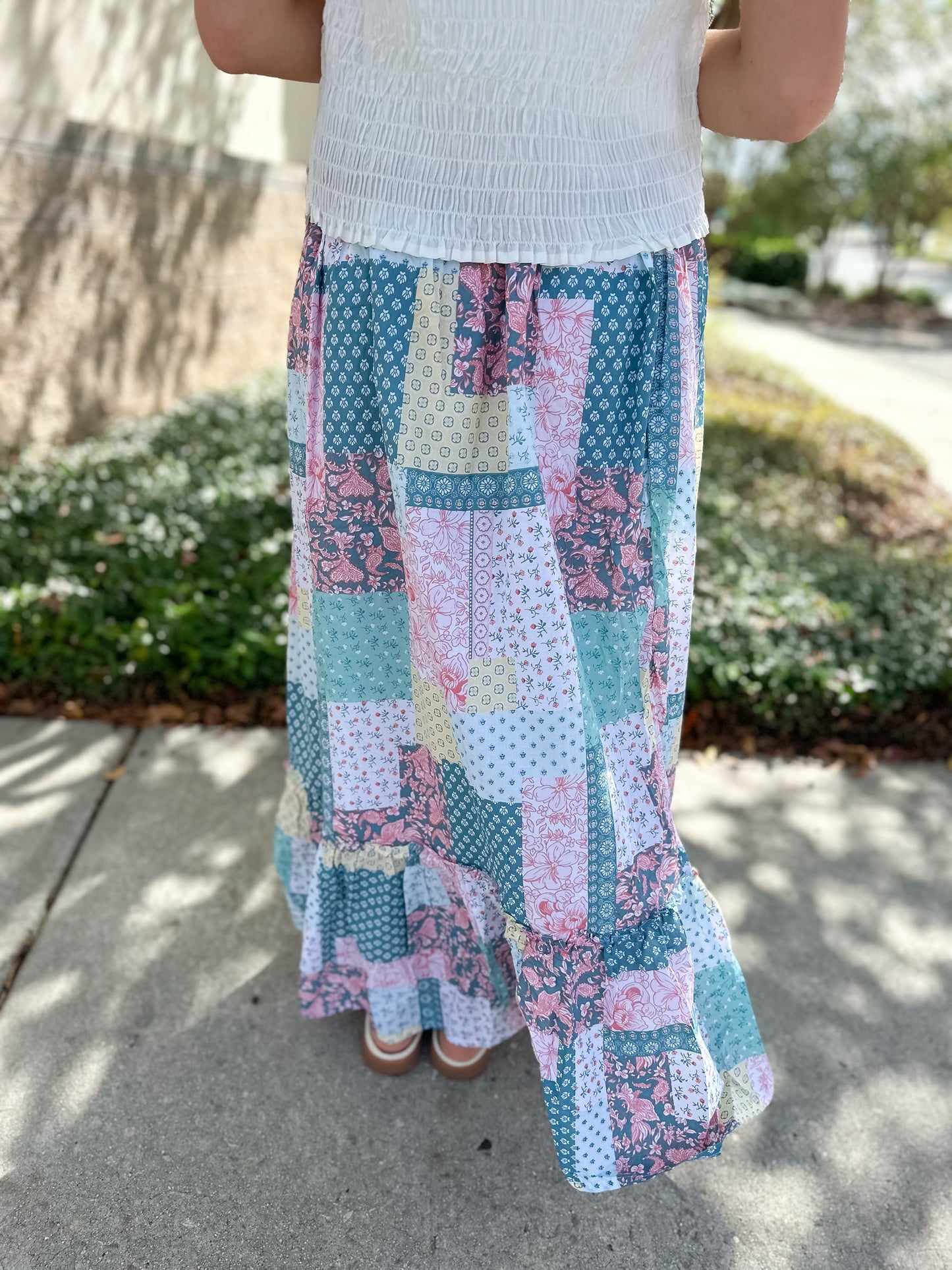 Ophelia Maxi Skirt - Blue Quilt