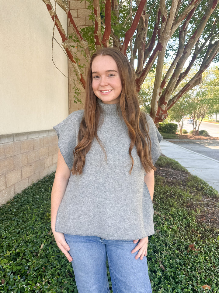 Kate Turtleneck Poncho - Heather Grey