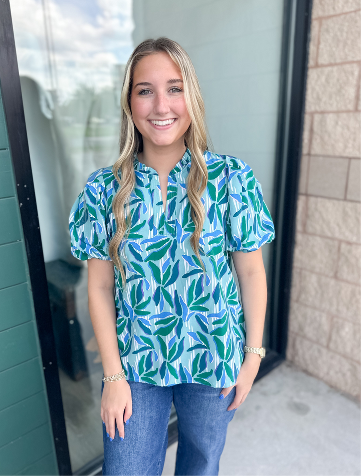 Lainey Top - Reflecting Pool Green