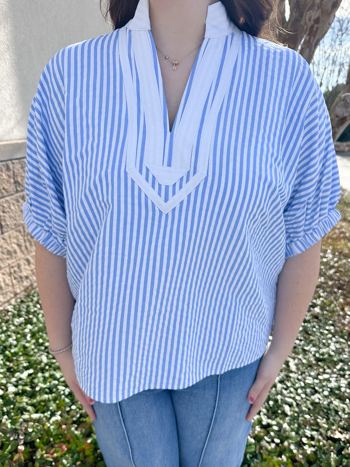Lottie Stripe Top - Blue