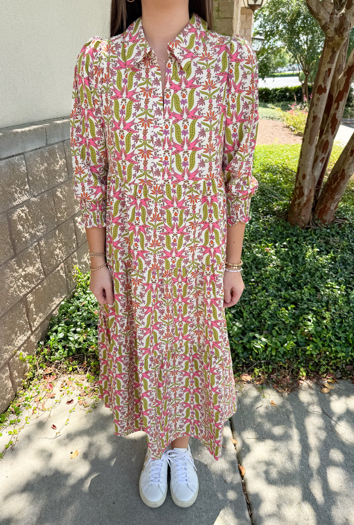 Eleanor Dress - Gossemar Wings Coral