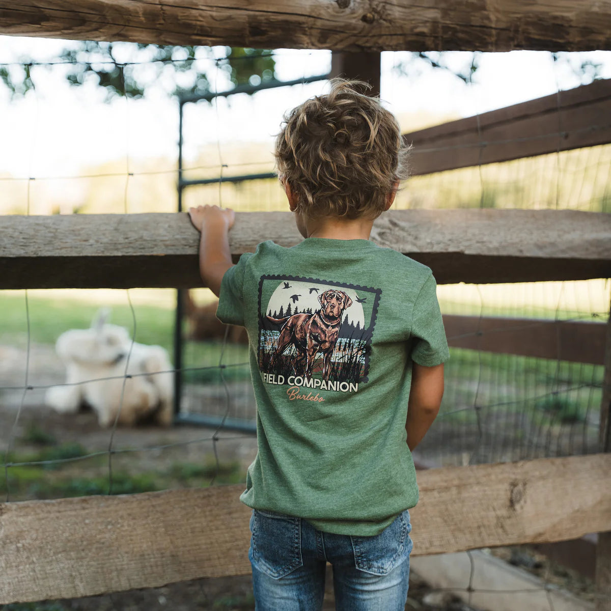 Burlebo Youth Duck Dog Stamp S/S T-Shirt - Heather Olive
