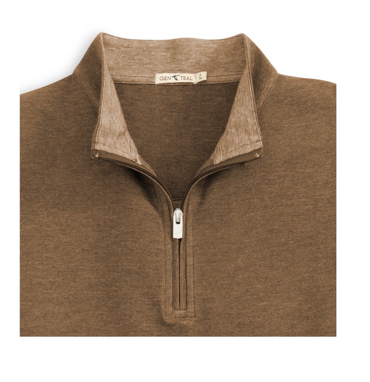 Genteal F25 Cotton/Modal Quarter-Zip - Cigar