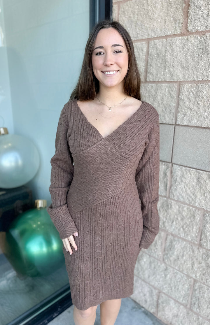 Valerie Cable Knit Wrap Dress