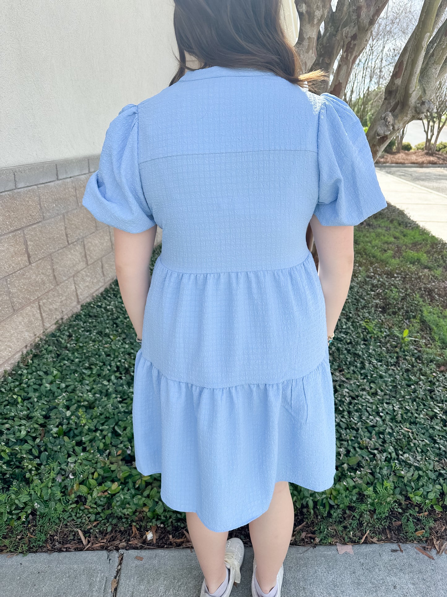 Kinsley Mini Dress - Light Blue Seersucker