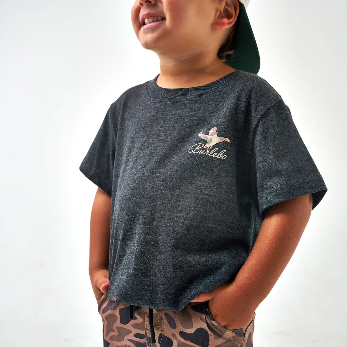 Burlebo Youth Ducks Flying In S/S T-Shirt - Heather Black