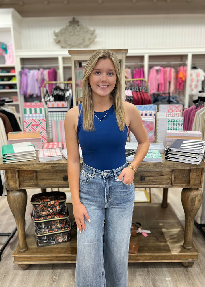 Paiton Boat Neck Bodysuit - Navy