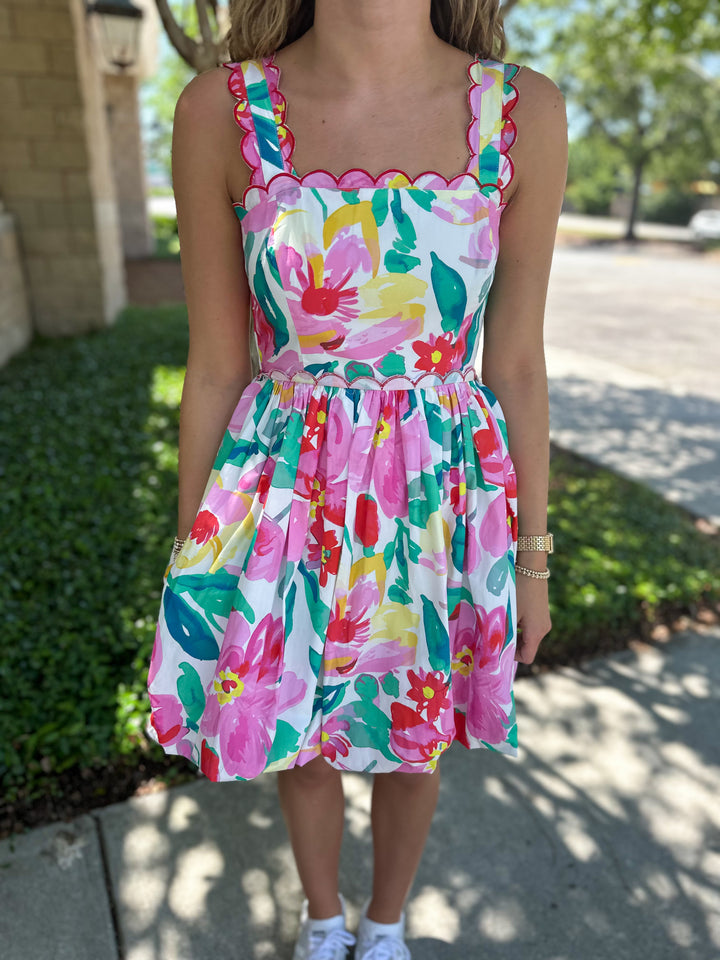 Fun Florals Bubble Hem Mini Dress