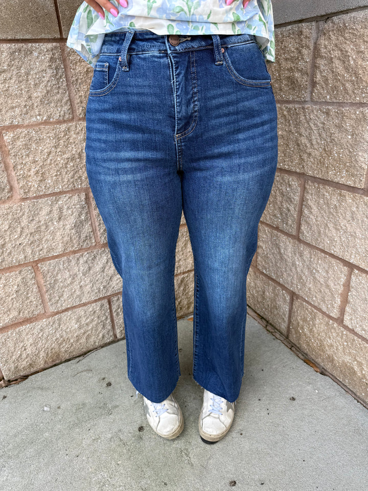 Meredith Dark Wash Wide Leg Risen Jeans