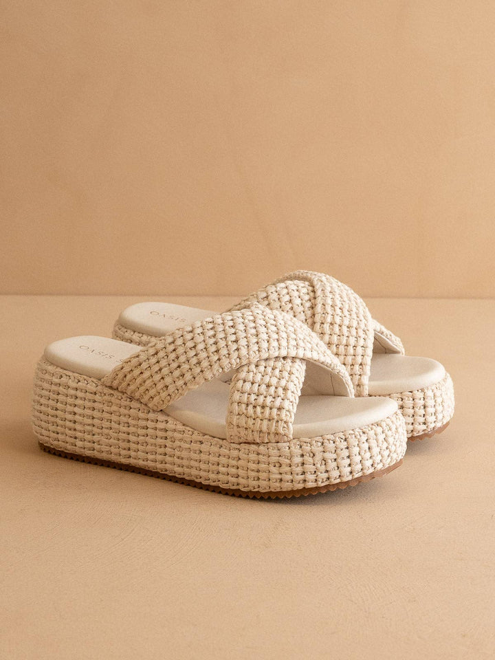 Fresno Raffia Platform Sandal - Ivory