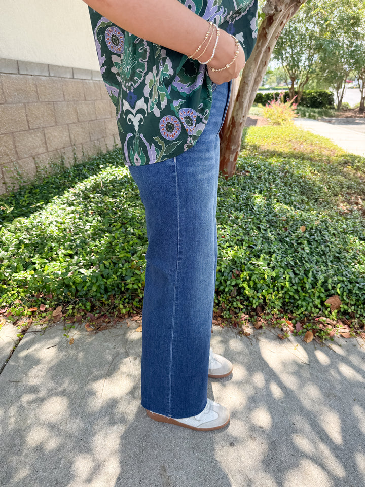 Risen Ann TC Cropped Wide Leg Jean - Dark