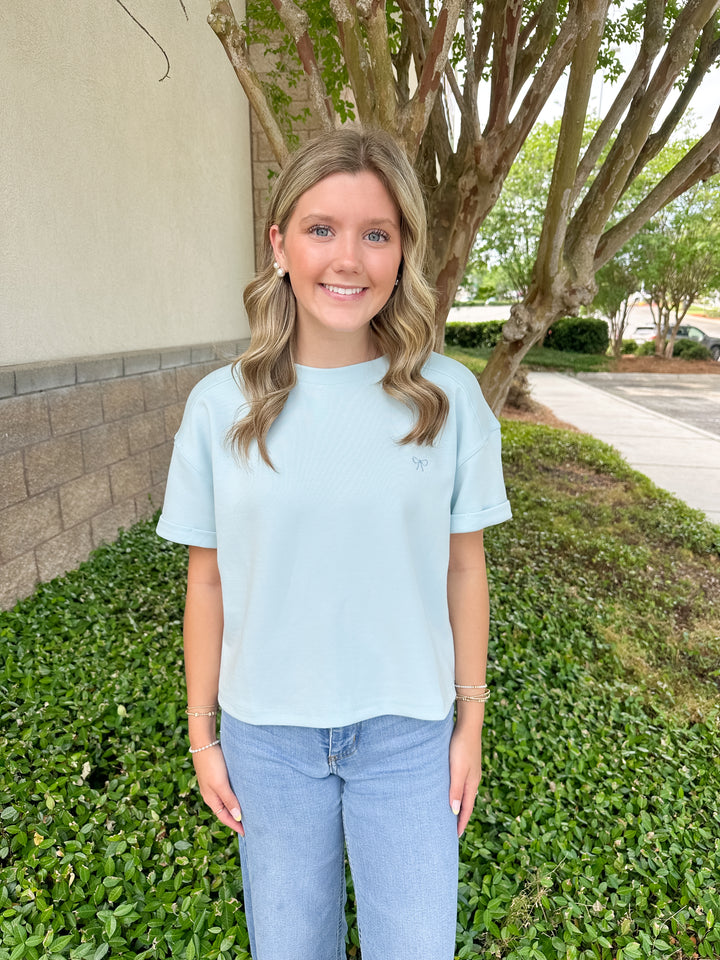 Maxine Crop Tee - Robins Egg Blue
