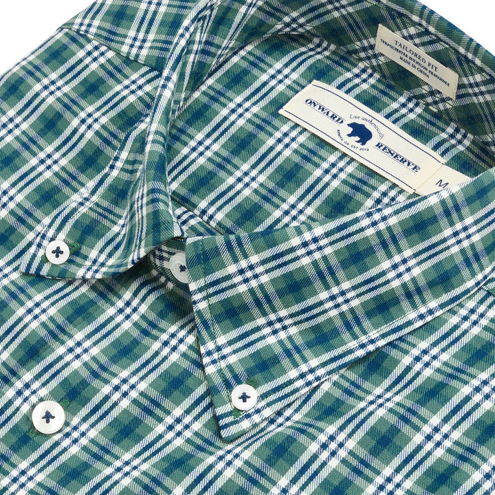 Onward Reserve Cartridge Tailored Fit Brushed Performance Twill Button Down - Mallard Green