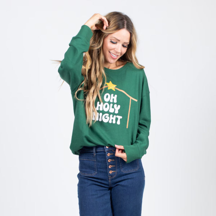 J. Marie Oh Holy Night Sweatshirt - Dark Green