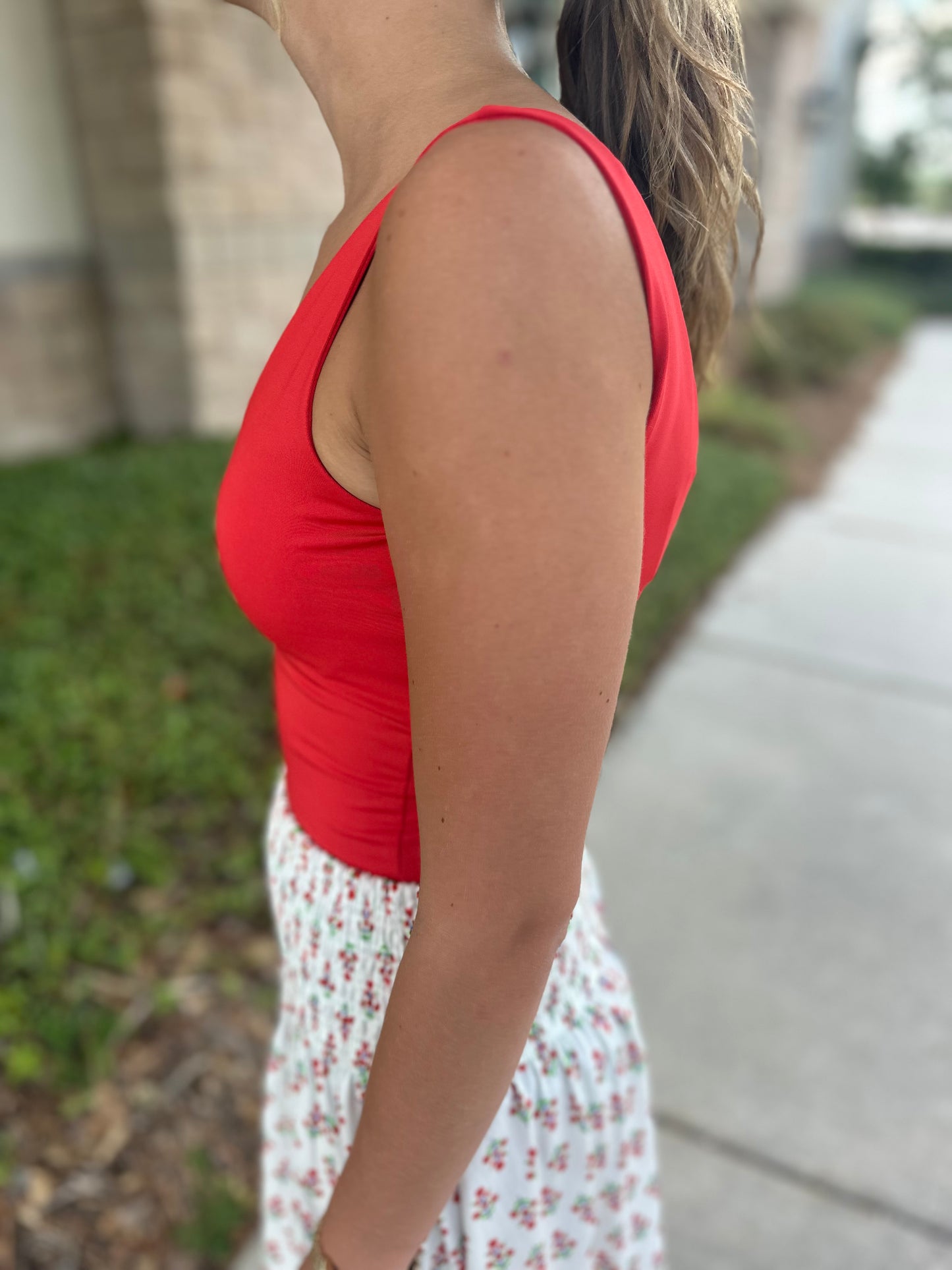 Scarlet V-Neck Bodysuit - Red