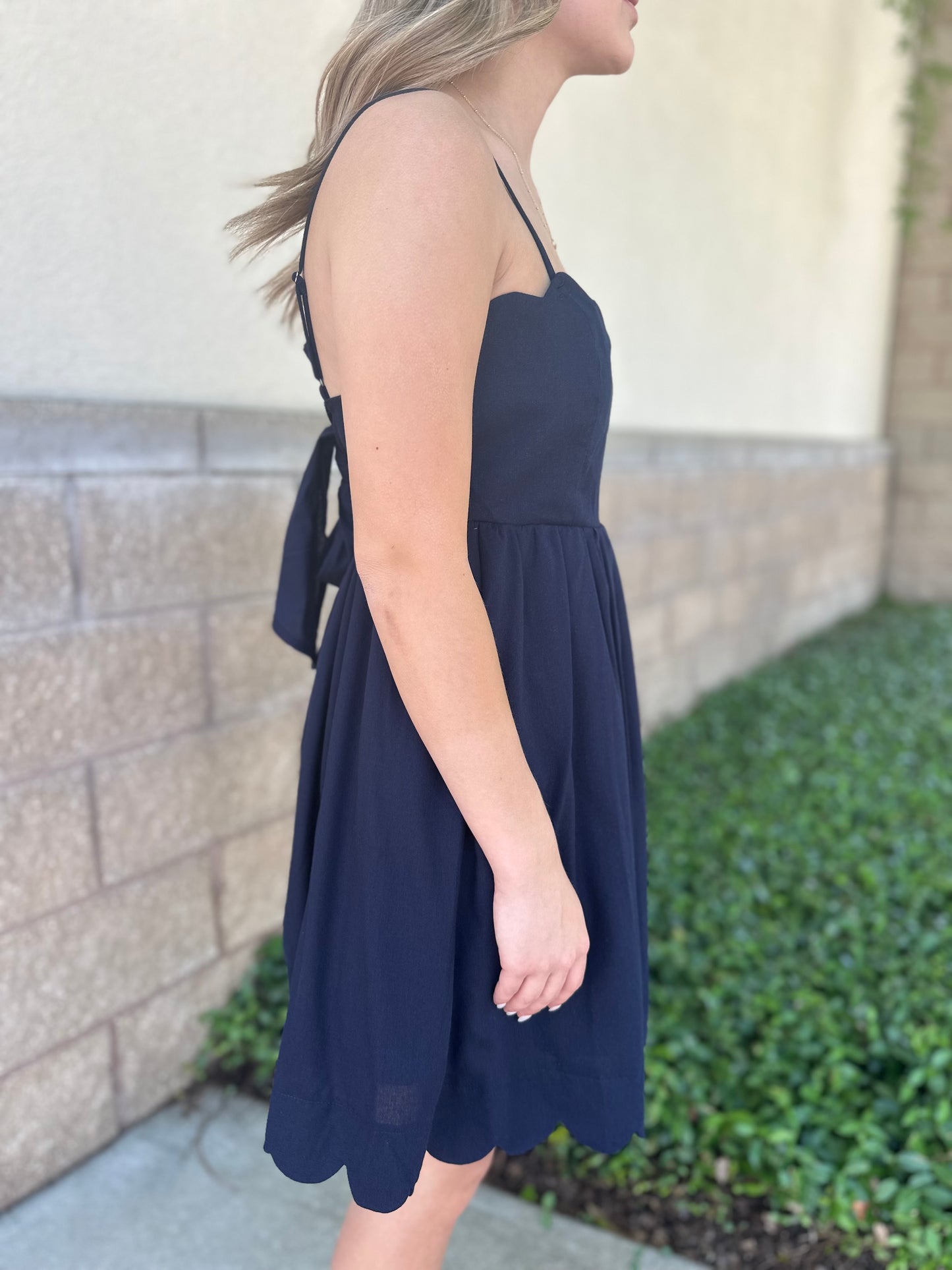 Scalloped Solid Mini Dress