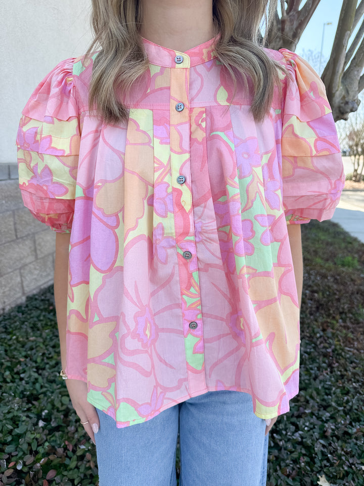 Andrea Pastel Pleated Top