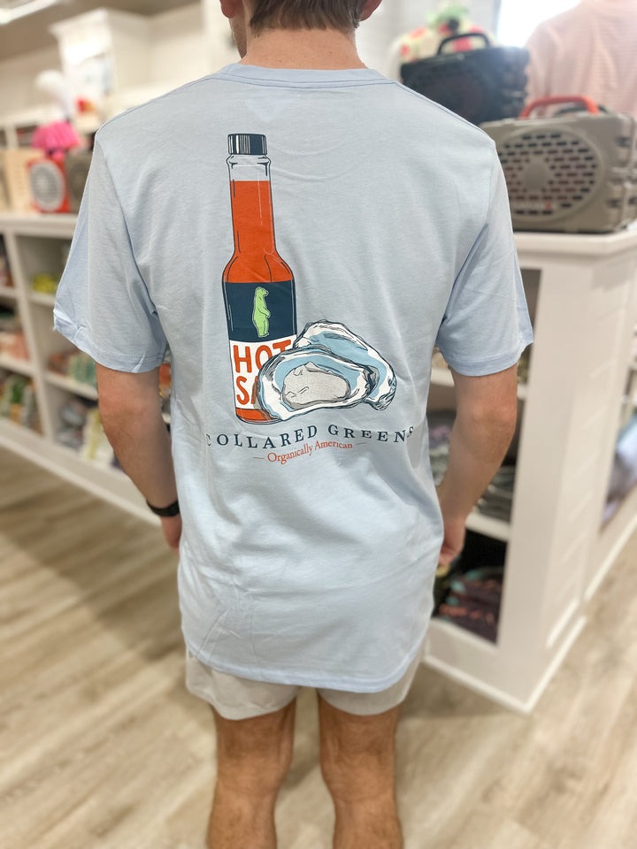 Collared Greens Oysters & Hot Sauce S/S T-Shirt - Carolina Blue