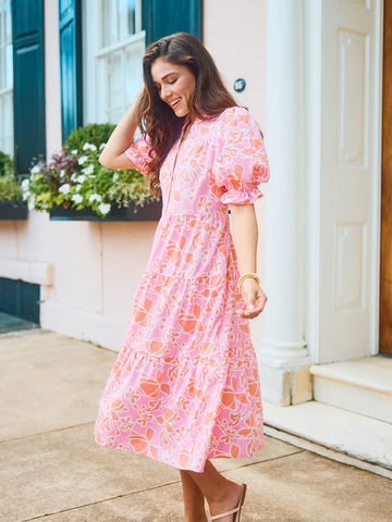 Evie Dress - Blossom Breeze Coral