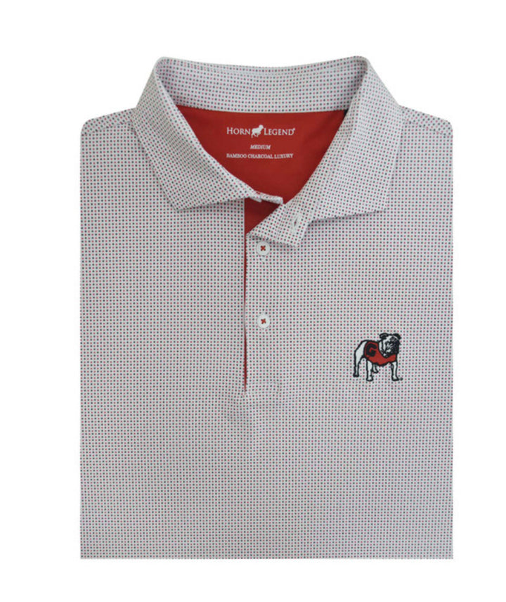 Horn Legend UGA Standing Bulldog Checkers Polo - Red/White