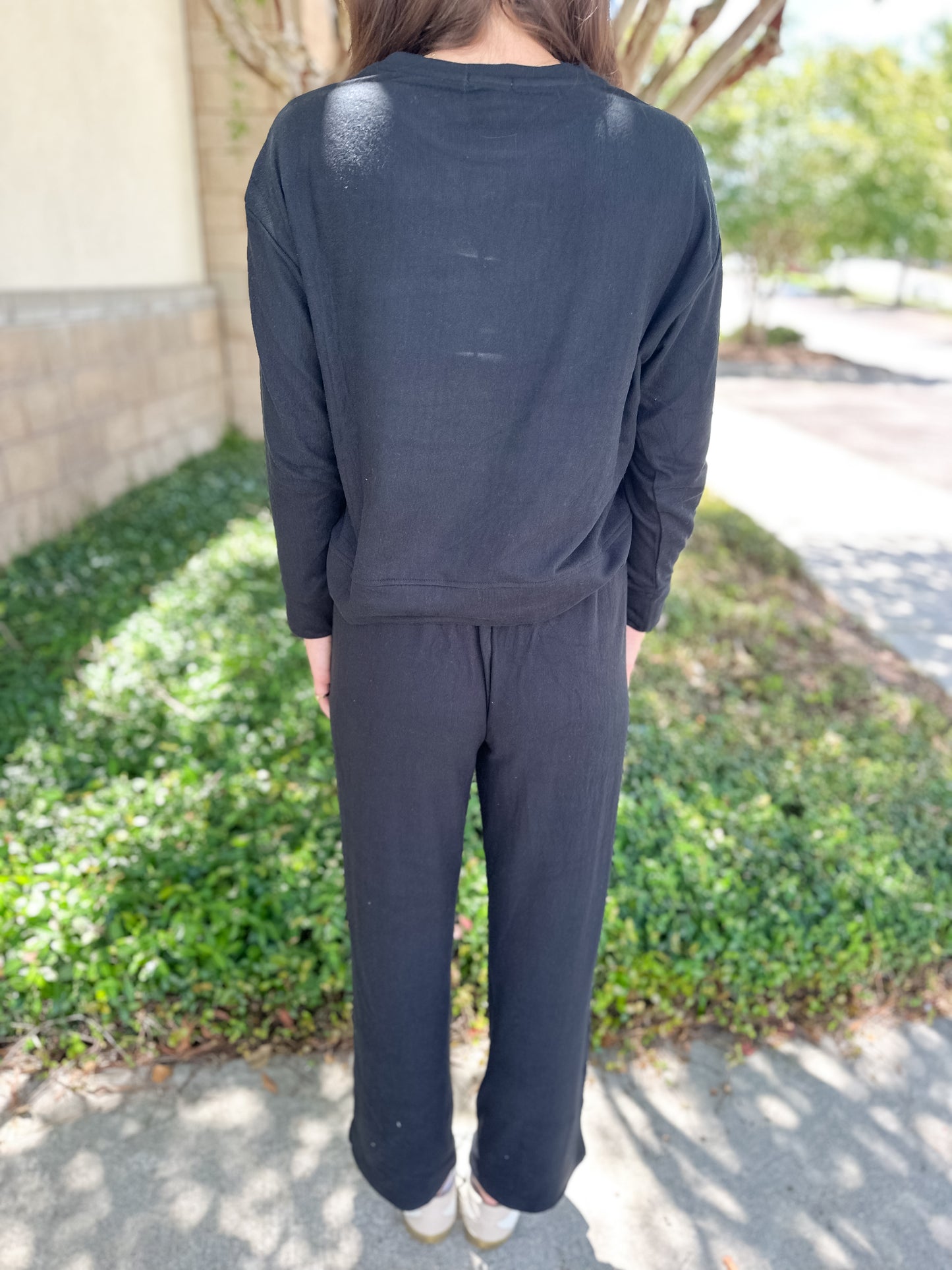 Sophie Solid Pajama Set - Black