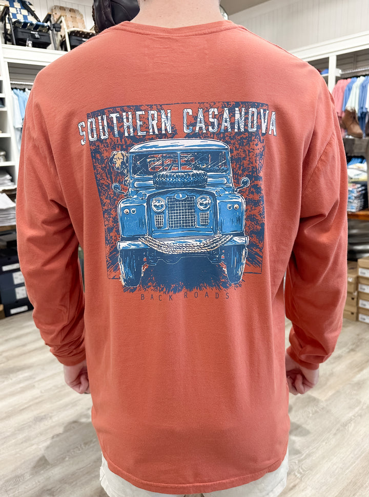 S. Casanova Back Road Defender L/S T-Shirt - Rust Orange