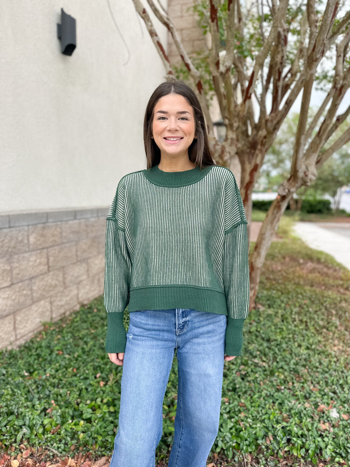 Courtney Ribbed Sweater - Dark Green