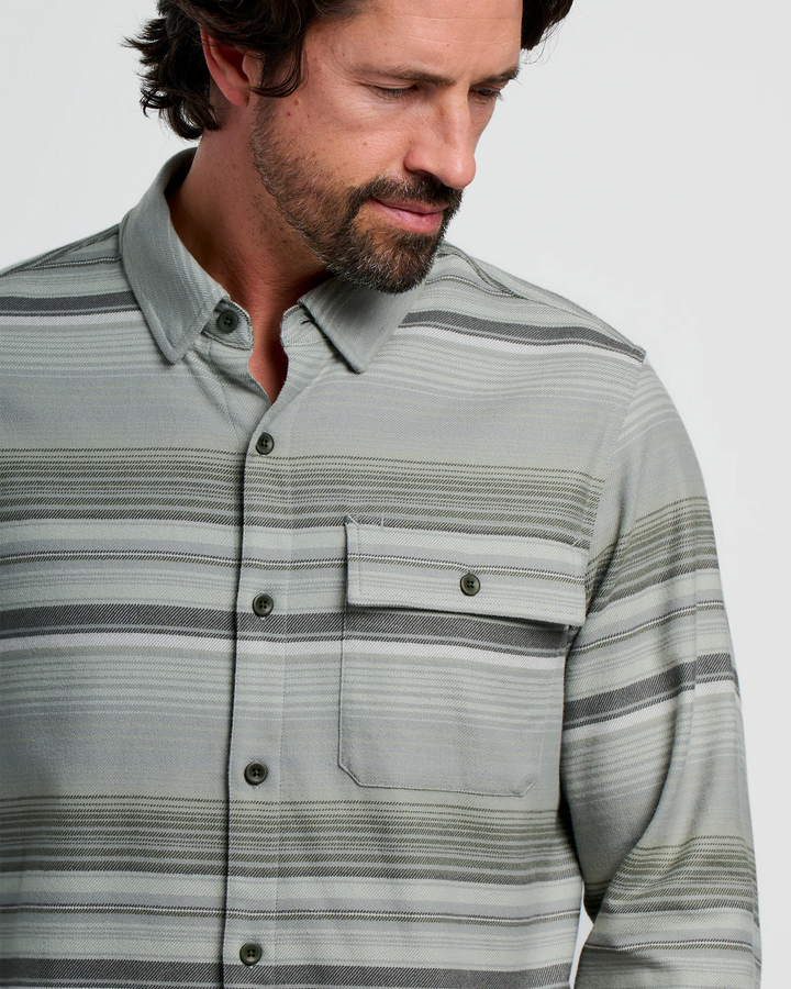 FreeFly Men’s Seawool Flannel Shirt - Sagebrush Stripe