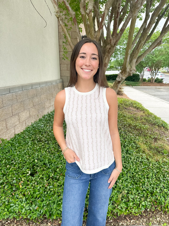 Susie Printed Tank Top - Blush Stripe