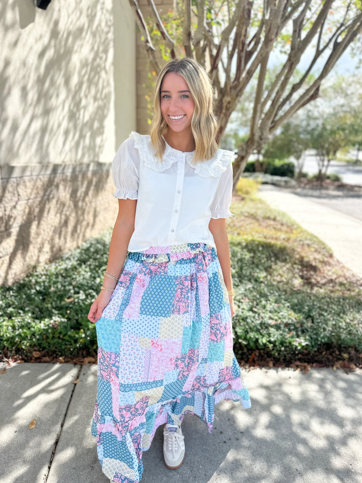 Ophelia Maxi Skirt - Blue Quilt