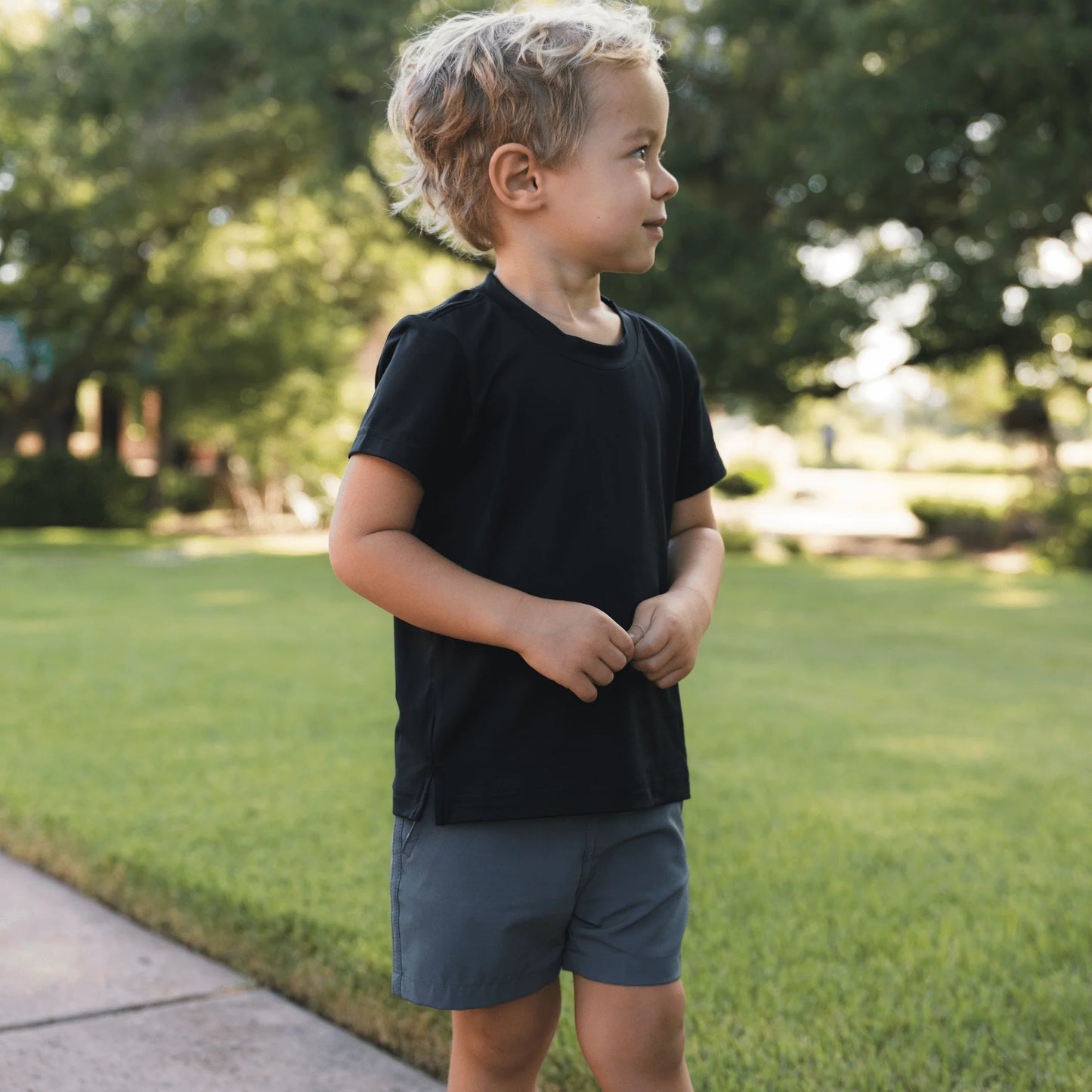 Burlebo Youth Everyday Shorts - River Rock Grey - Classic Deer Camo Pocket