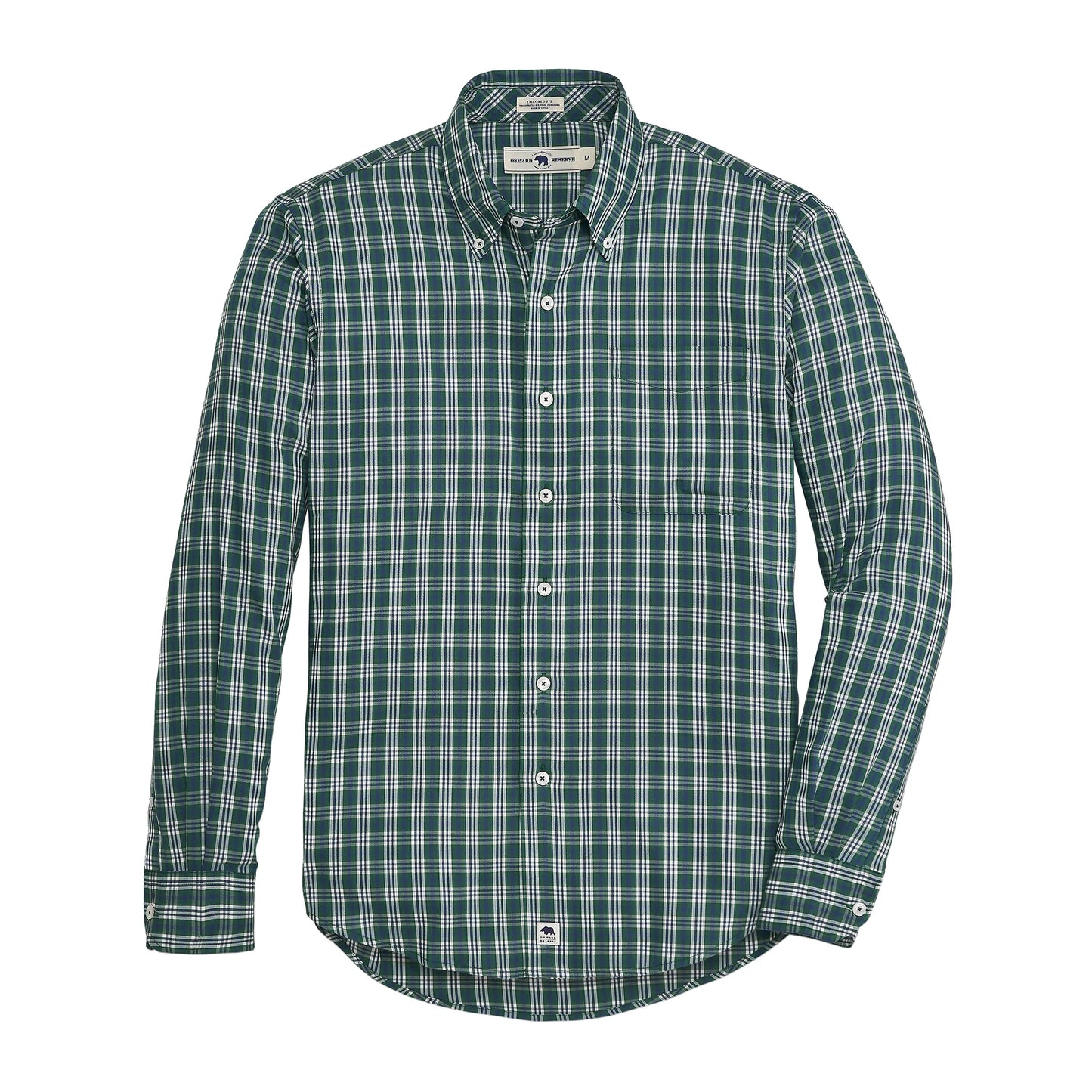 Onward Reserve Cartridge Tailored Fit Brushed Performance Twill Button Down - Mallard Green