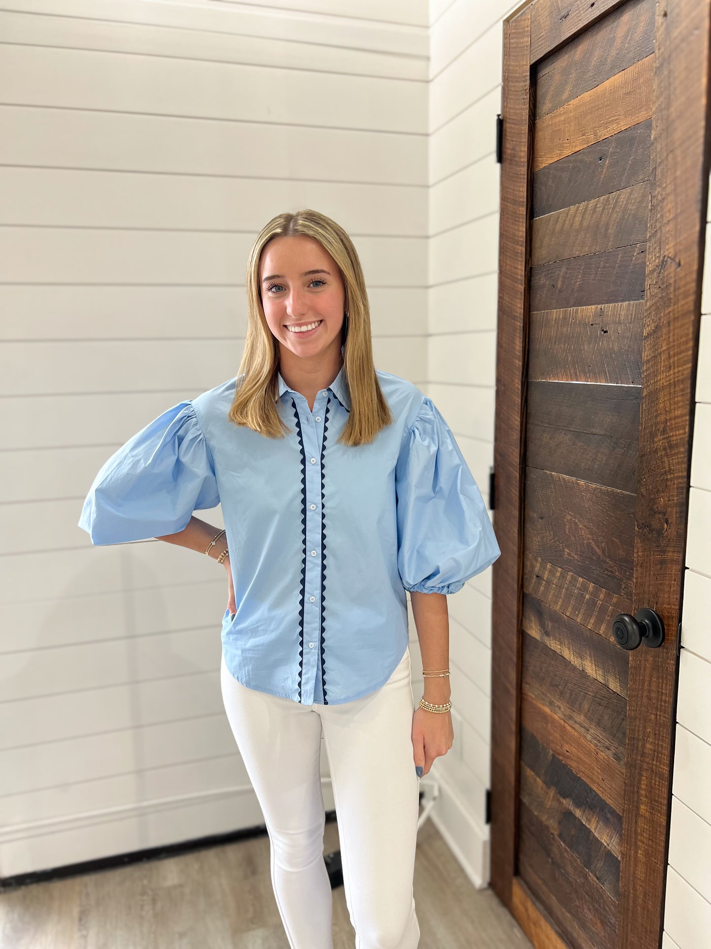 Ric-Rac Trim Top - Blue