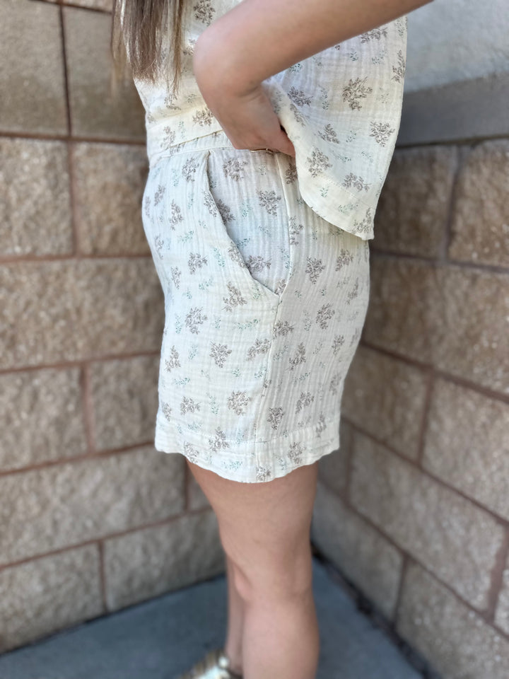 Vintage Floral Gauze Short