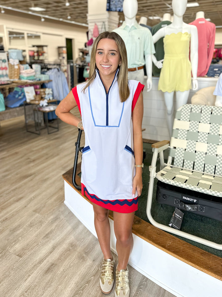 Simply Southern Drew Athletic Dress - Red, White & Blue