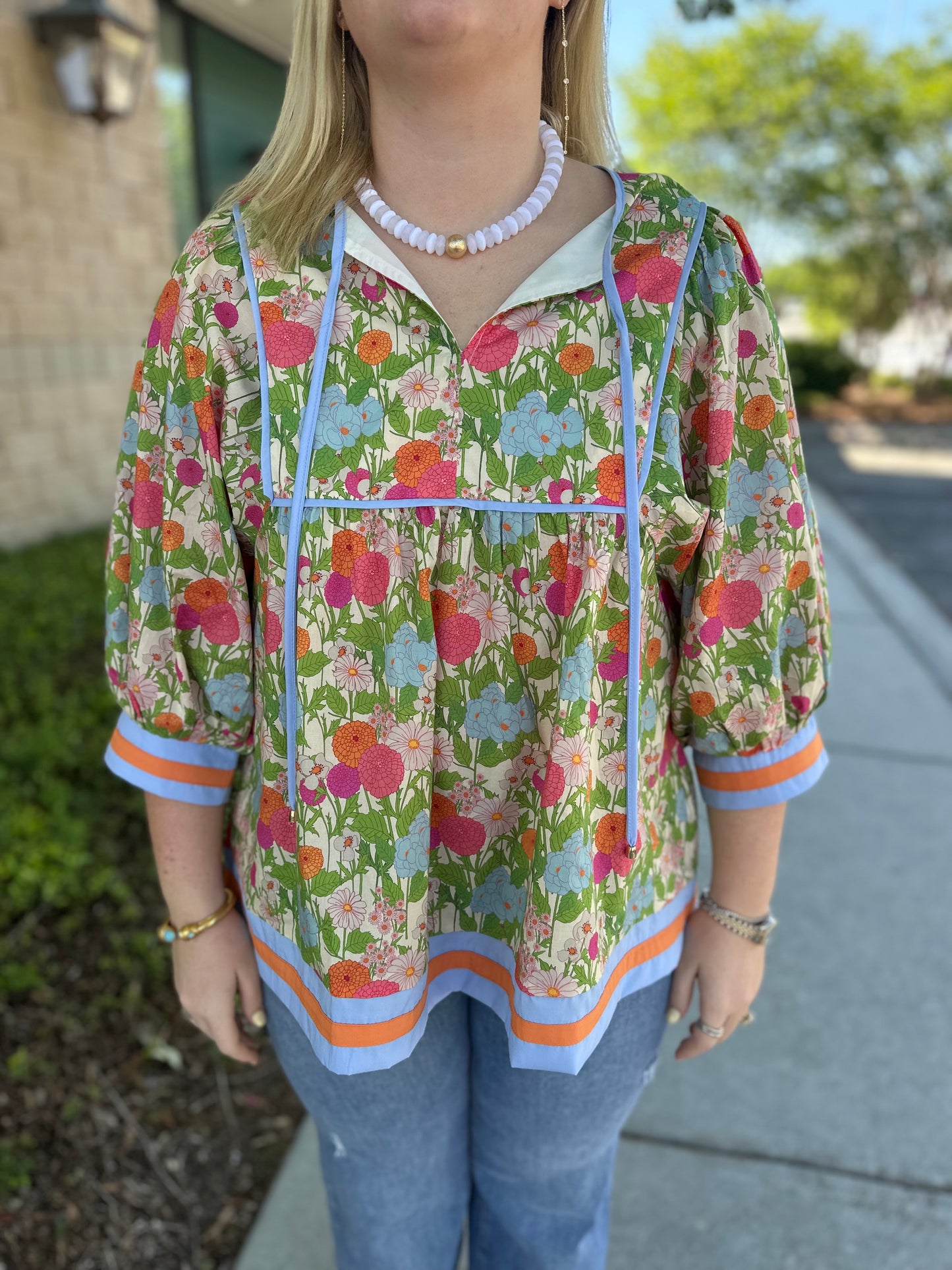 Marigold Contrast Trim Top