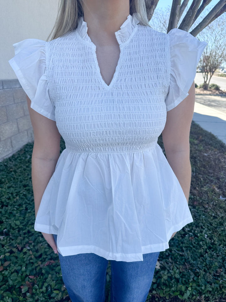 Andy Smocked Top - Off White