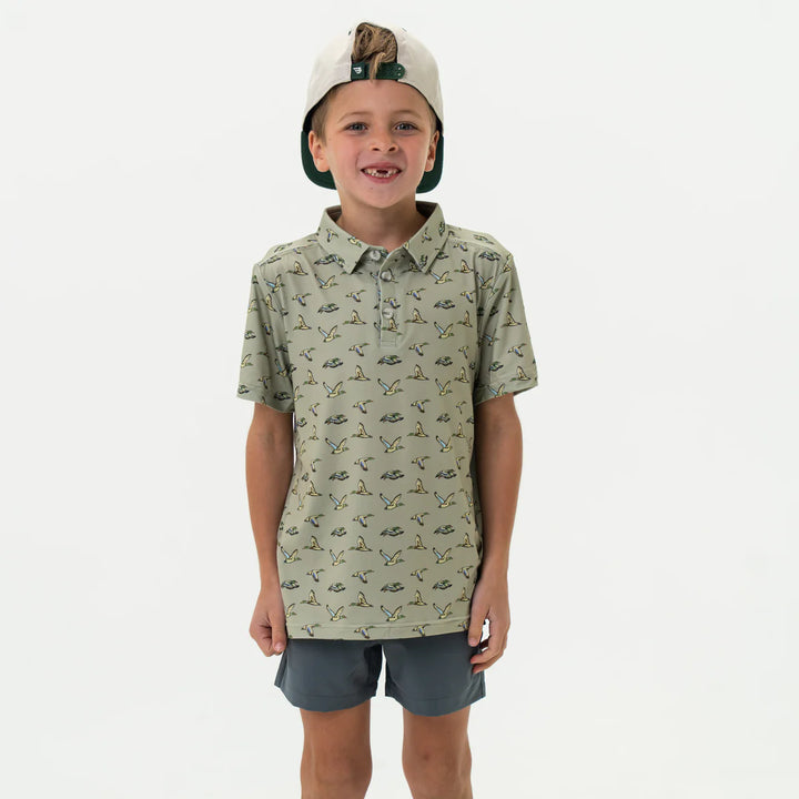Burlebo Youth Performance Polo - Flying Duck Green