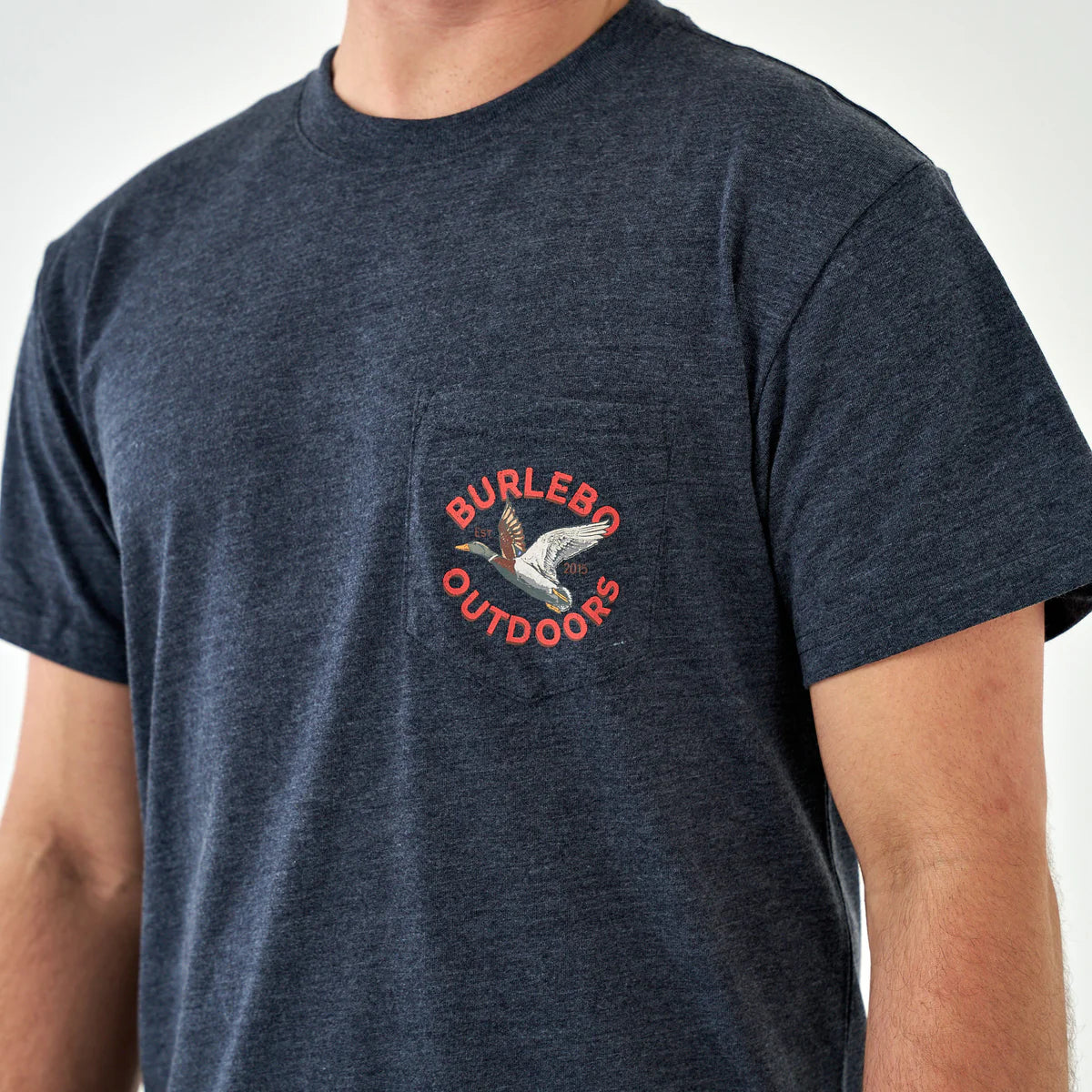 Burlebo Men’s Old School Duck Hunt Pocket T-Shirt - Heather Navy