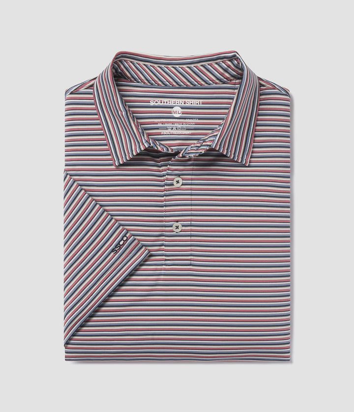 SSCO Men’s Tybee Stripe Performance Polo - Patriotic