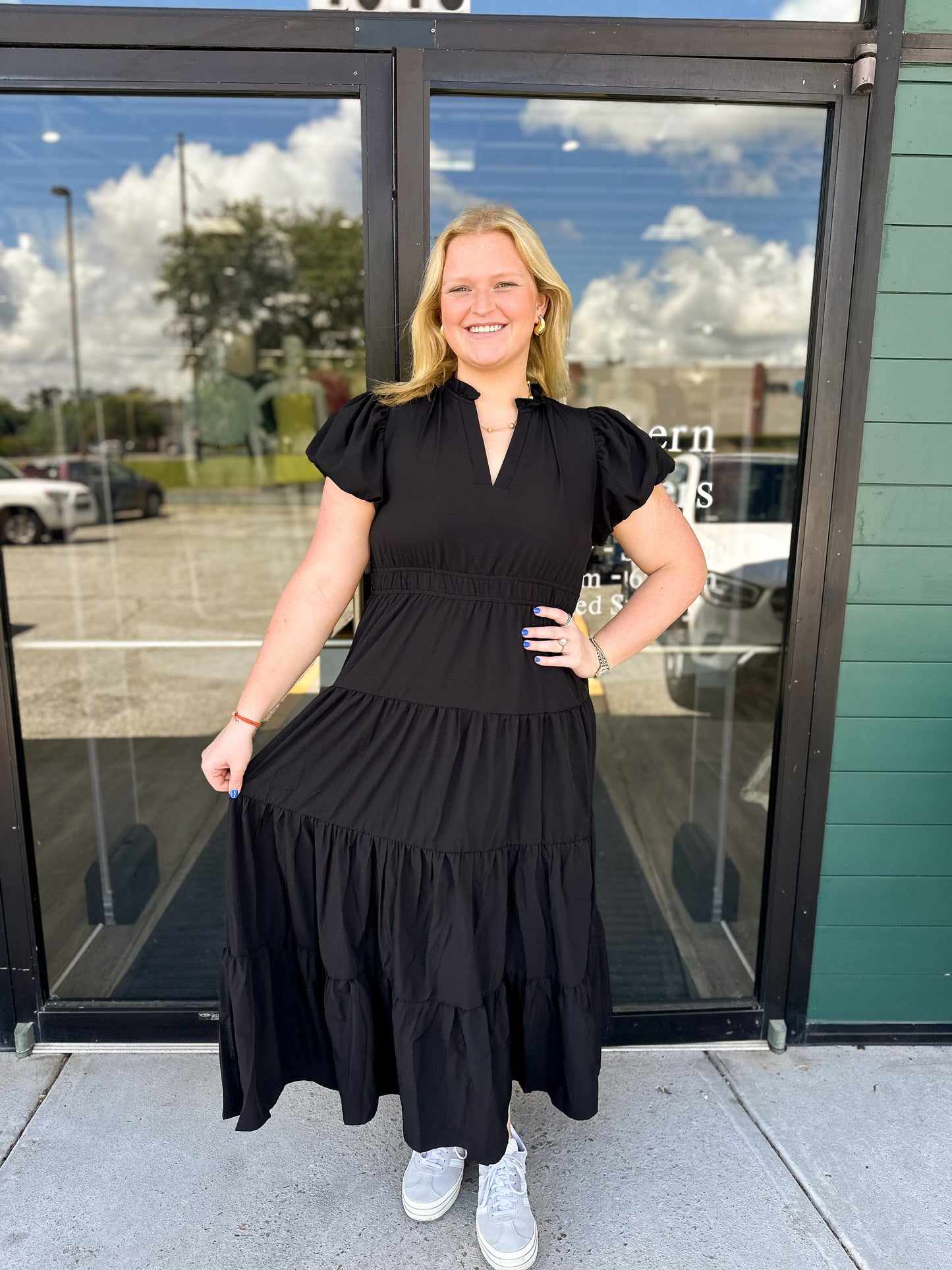Jade Tiered Puff Sleeve Maxi