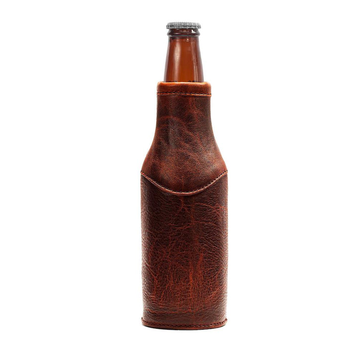 Mission Mercantile Campaign Leather Bottle Koozie - Whiskey