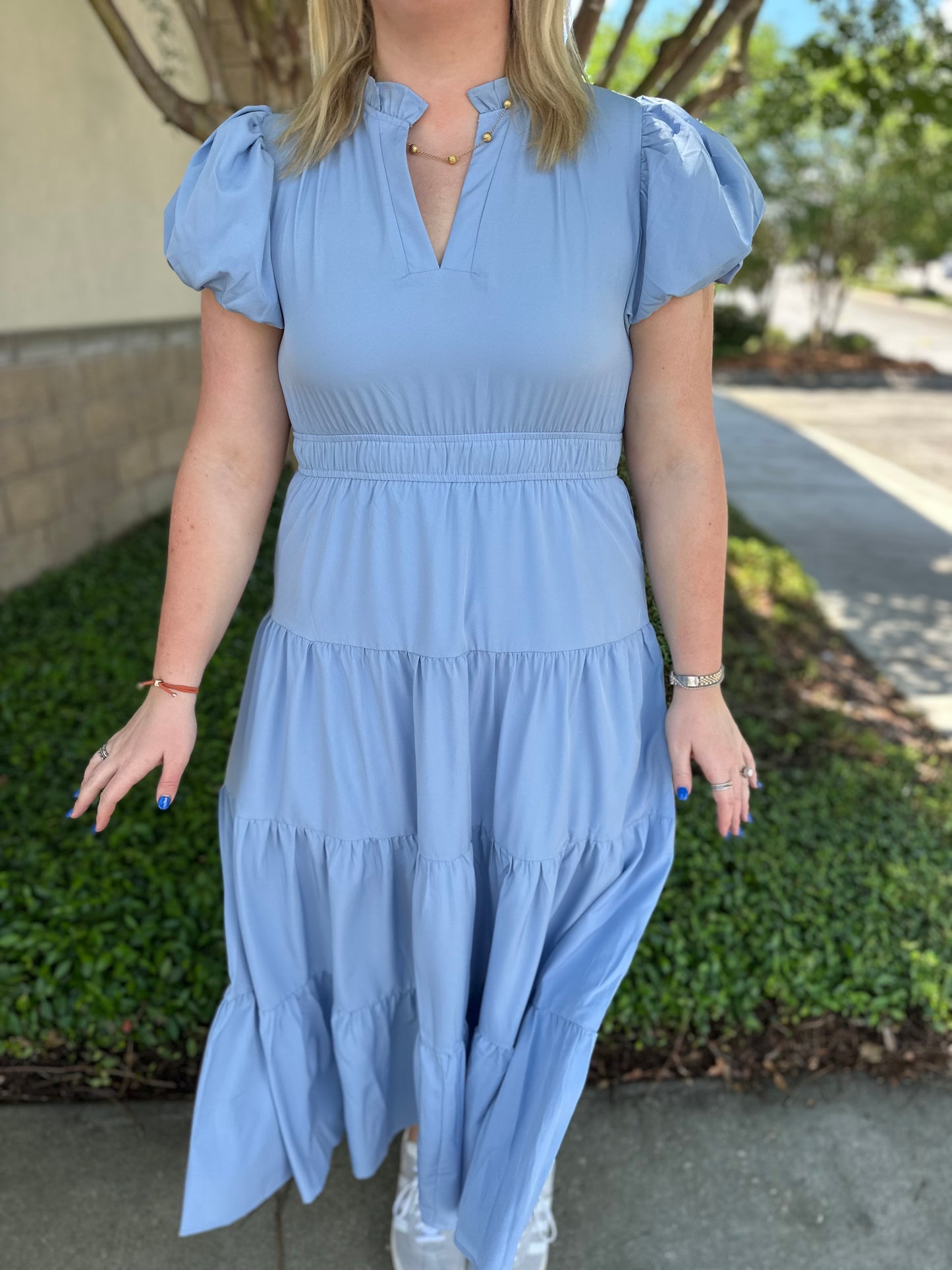 Jade Tiered Puff Sleeve Maxi