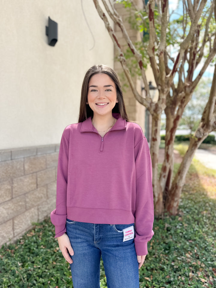 Simply Pullover Quarter Zip - Plum