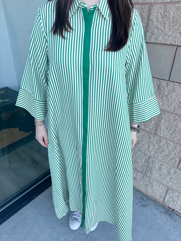 Savannah Stripes Maxi Dress - Green