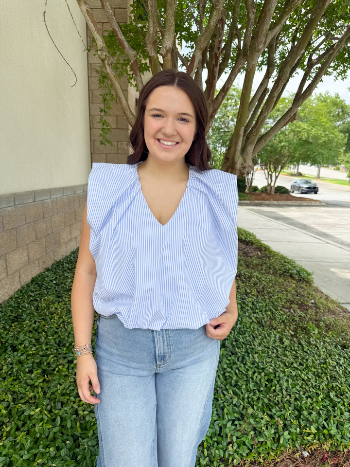Francis Bubble Top - White & Blue
