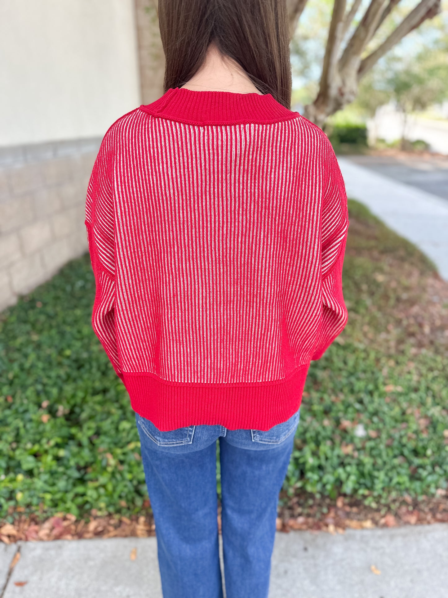 Courtney Ribbed Sweater - Dark Red